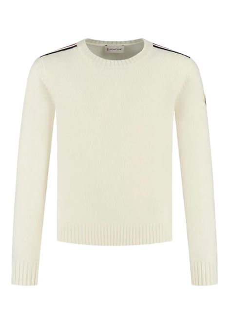 Pullover Bianco Con Tricolore Sulle Spalle MONCLER ENFANT | 954-9C00001 M1241035